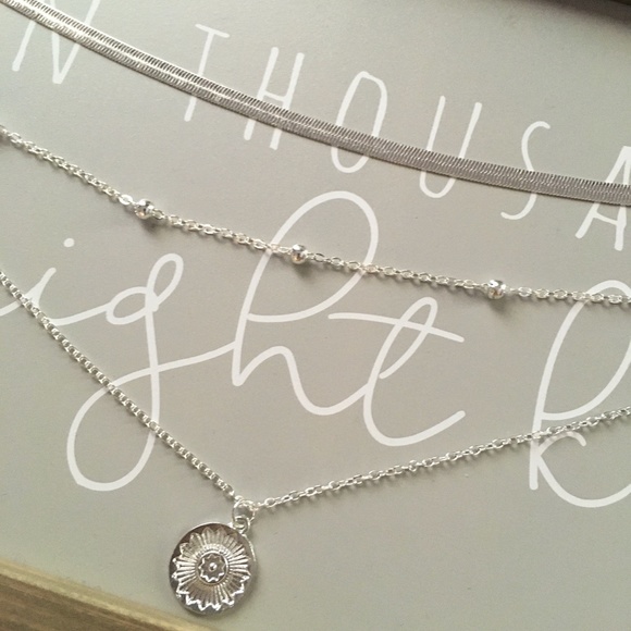 Silver Pendant Snake Chain Layered Beaded Necklace - Picture 6 of 7